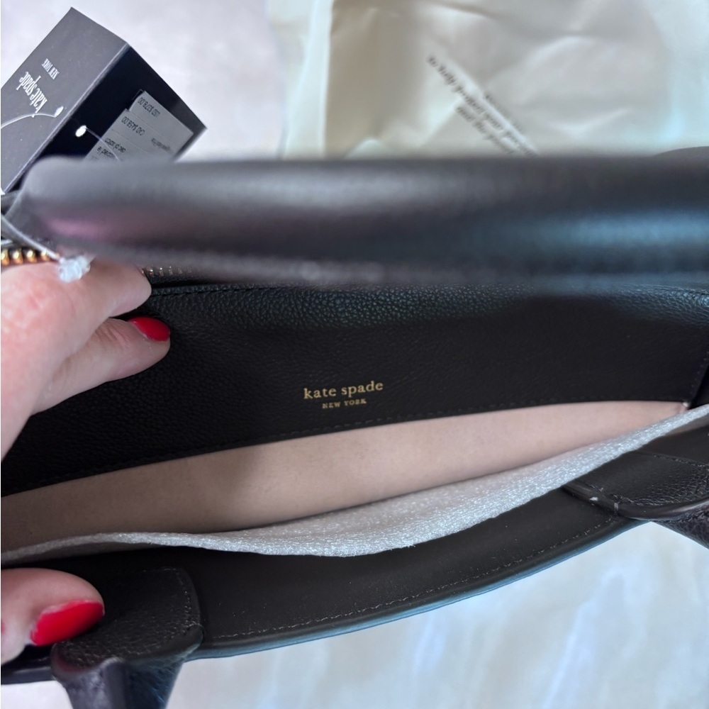 kate spade new york Deco Pebbled Leather Medium Satchel Black - Picture 7 of 15
